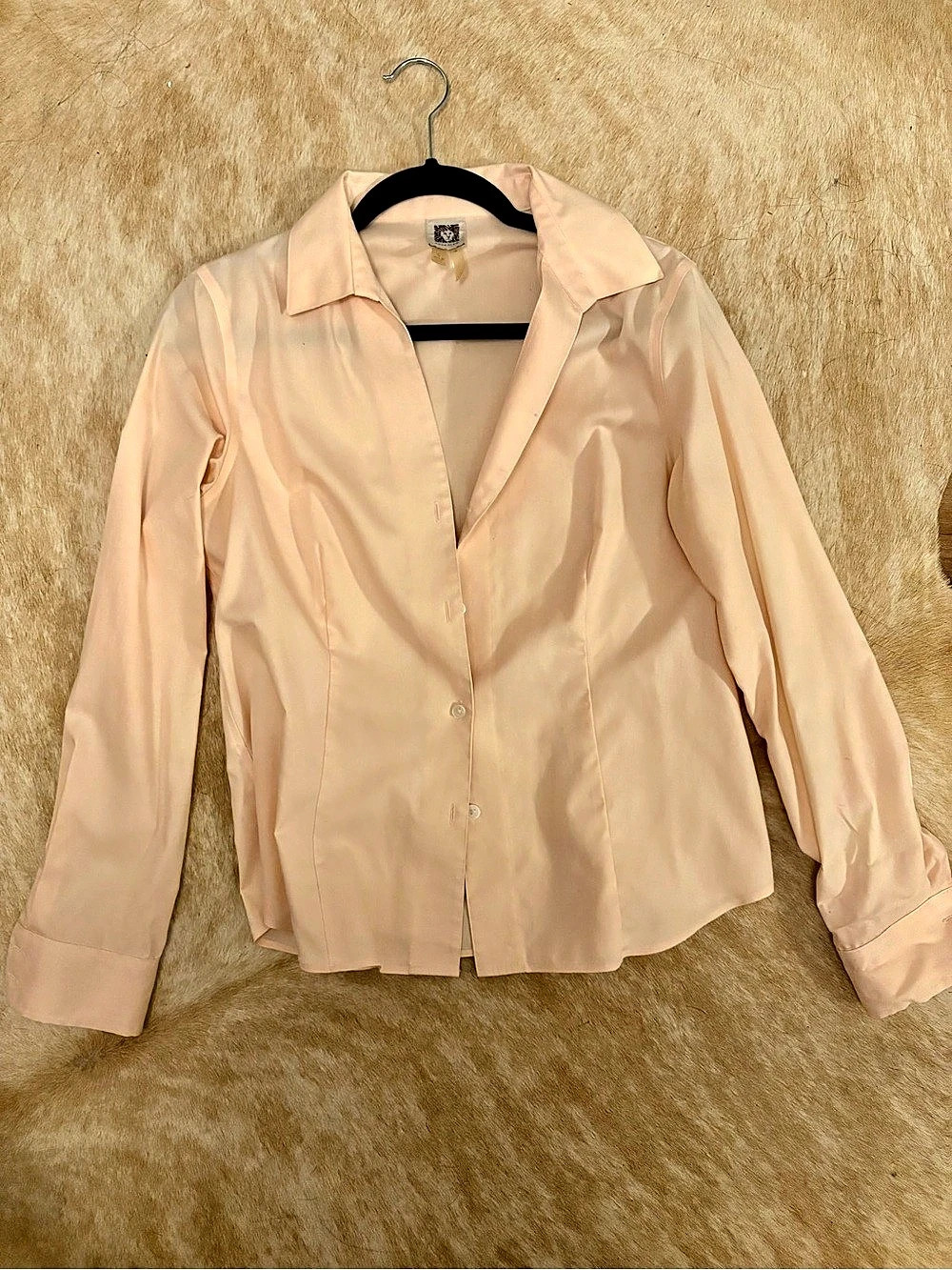 Anne Klein Button Front Shirt in Pink Size Small
